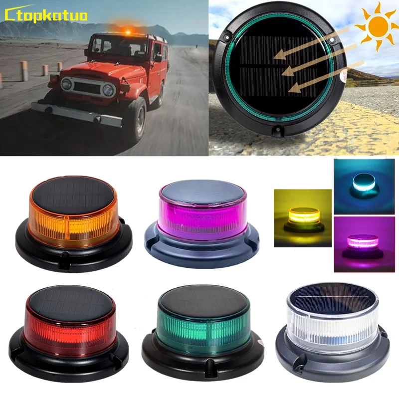 

Magnetic Base LED Solar Car Roof Top Signal Light Truck LED Warning Light Solar Powered Strobe Beacon Lamp Car Flashing Lighting