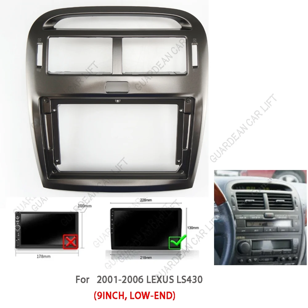 9Inch Car Radio Fascias For 2001-2006 LEXUS LS430 Android Stereo Frame Player 2 Din Head Unit Panel Dash Trim With Cable Canbus