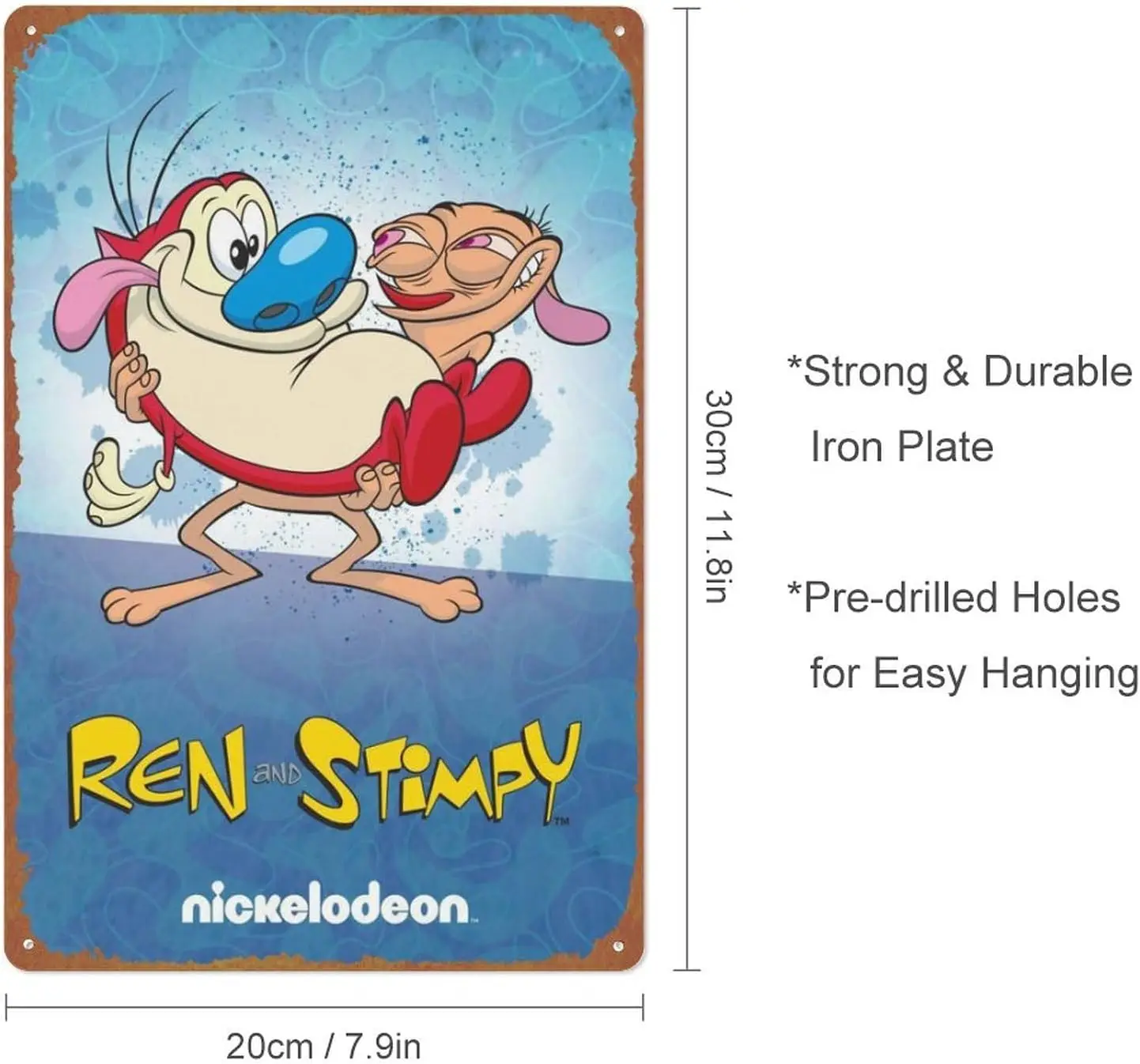 The Ren & Stimpy Show Movie Poster Funny Novelty Metal Tin Sign Retro Wall Decor for Home Gate Garden Bars Restaurants Cafes