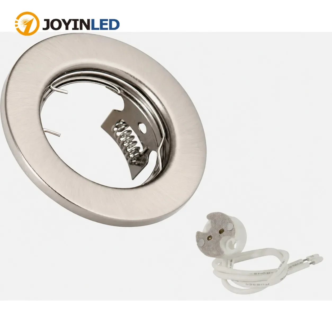 JOYINLED 3 Pack Satin Nickel Recessed Downlight Frame MR16 Ceramic Socket 80mm Outer 60mm Cutout Round Ceiling Spotlight Fixture