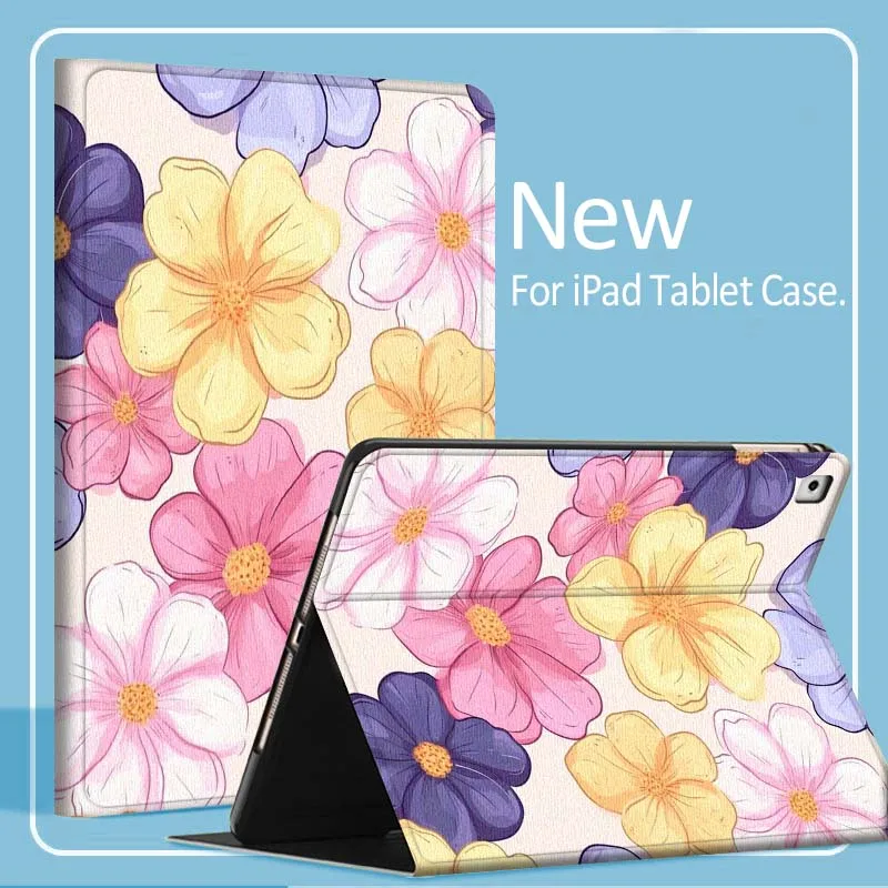

Artistic Flower Illustration For iPad Pro Air Mini 1 2 3 4 5 6 7 7th 8th 9th 10th 11th 10.2 9.7 10.5 10.9 11 Tablet Case Cover