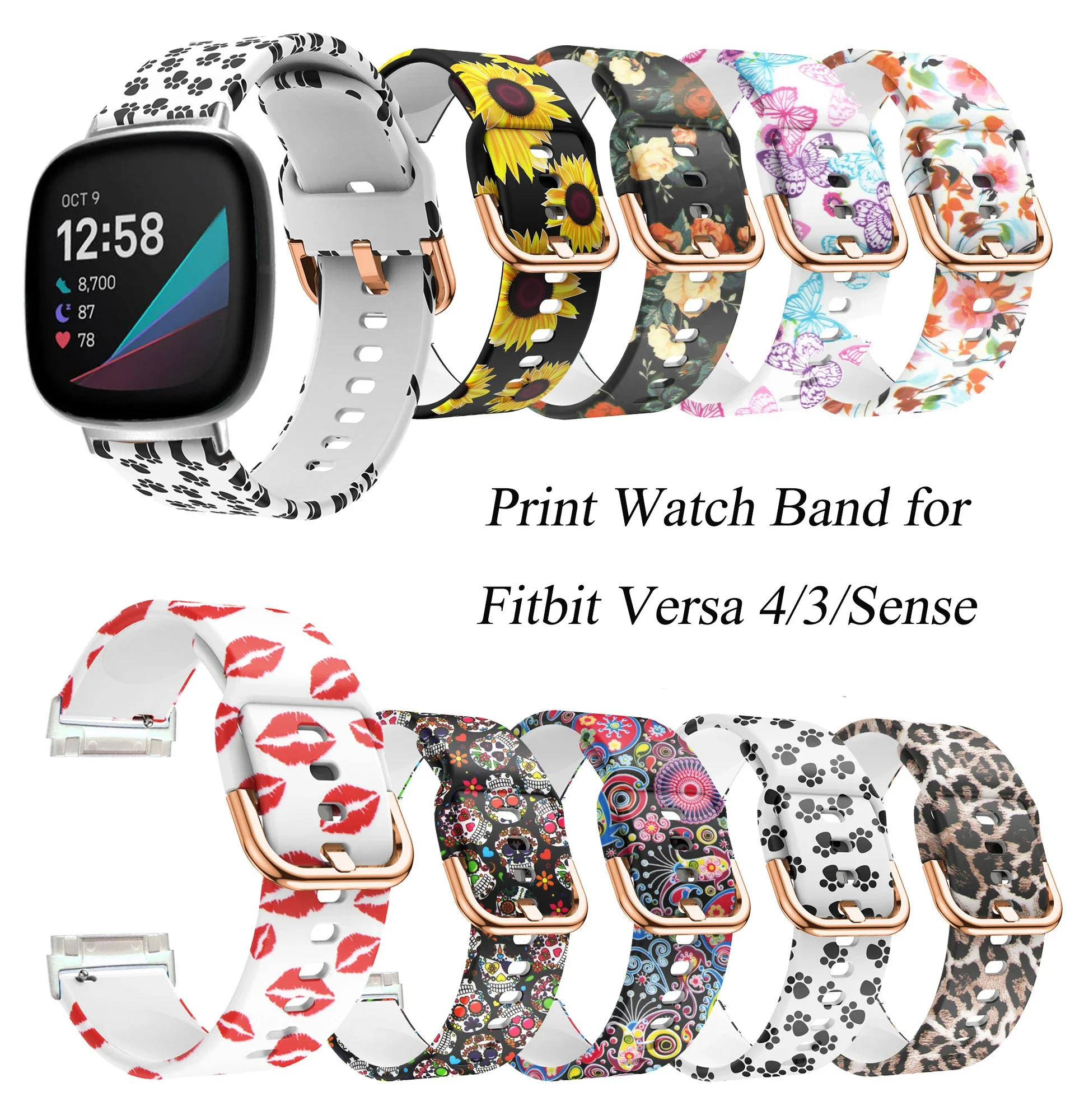 

Sport Watch Band for Fitbit Versa 3 Strap Correa Fitbit Versa 4 Wristband Replacement Silicone Bracelet for Fitbit Sense 2