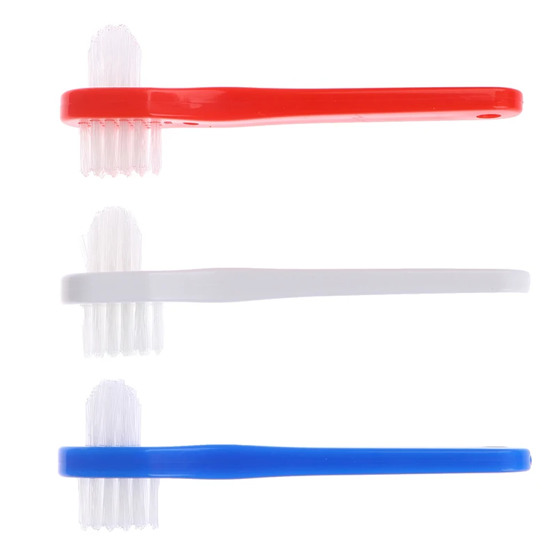 Hot Sale T-shape Denture Dedicated Brush Toothbrush Dual Head False Teeth Brushes Cleaner