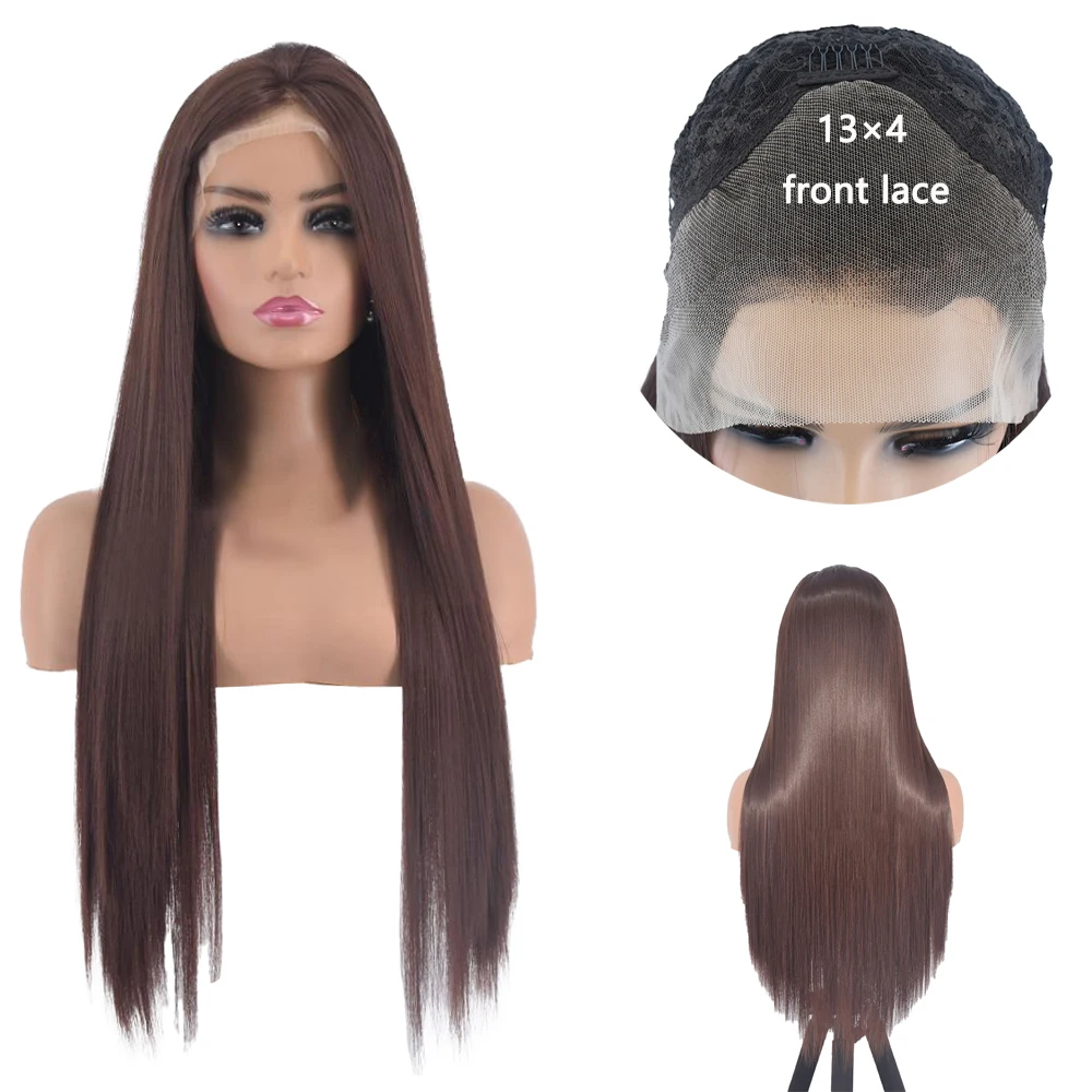 วิกผมสังเคราะห์แบบผูกเชือกด้านหน้า 13×4HD ขนาด 24 นิ้ว สีม่วง ผมตรง ความหนาแน่น 180% เหมาะสำหรับผู้หญิง ใช้ได้ทุกวันและงานปาร์ตี้ ไม่ต้องใช้กาว