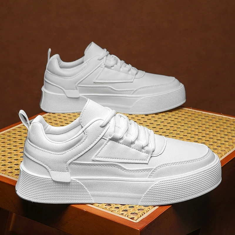 

Кроссовки мужские на платформе, Вулканизированная подошва, модная универсальная обувь для скейтборда, на шнуровке, Повседневные Легкие, размеры 39-47