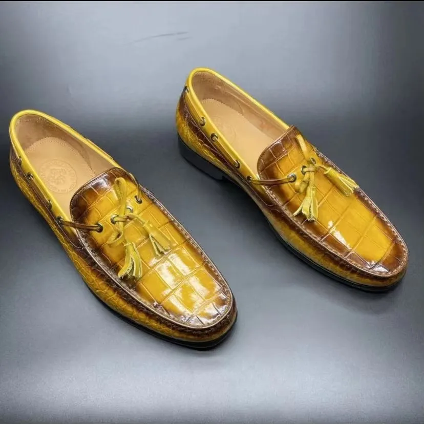 euge new men dress sheos male crocodile shoes wedding business office shoes lofers