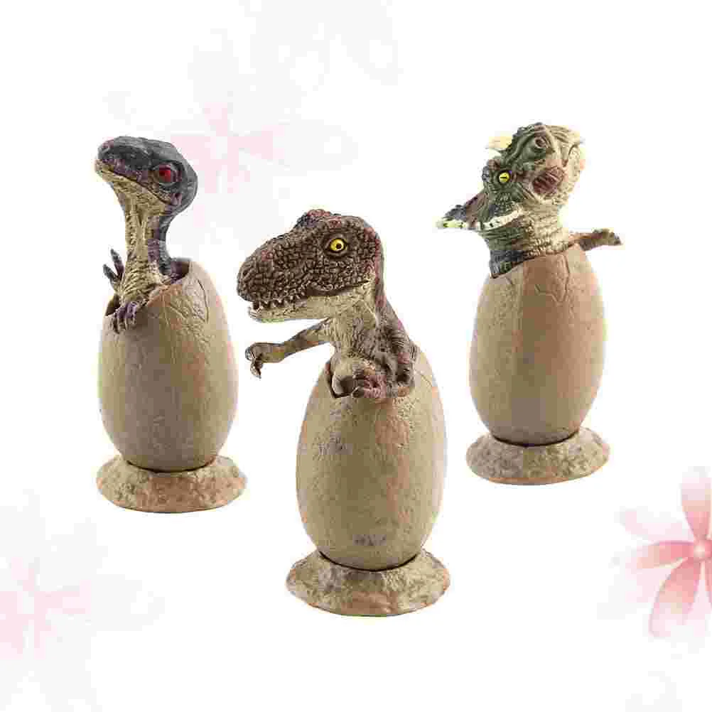 3pcs Hatching Dinosaur Eggs Model Half-hatching Dinosaur Eggs Adornment Dinosaur Eggs Desktop Adornment