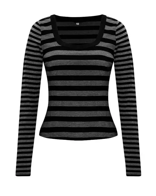 Y2K-suéter de manga larga a rayas estilo chica picante, camiseta para mujer, ropa de mujer, otoño 2025