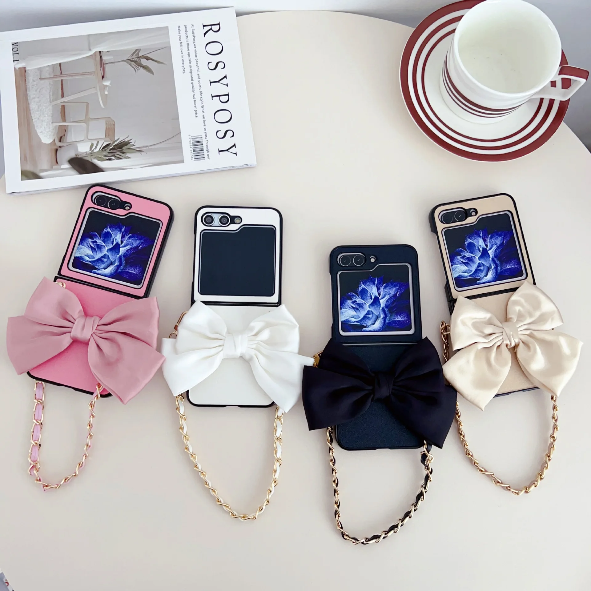 

Big Bowknot Phone Case for Samsung Galaxy Z Flip 7 6 5 4 Protective Back Cover for ZFlip5 ZFlip6 ZFlip7 Case Shell