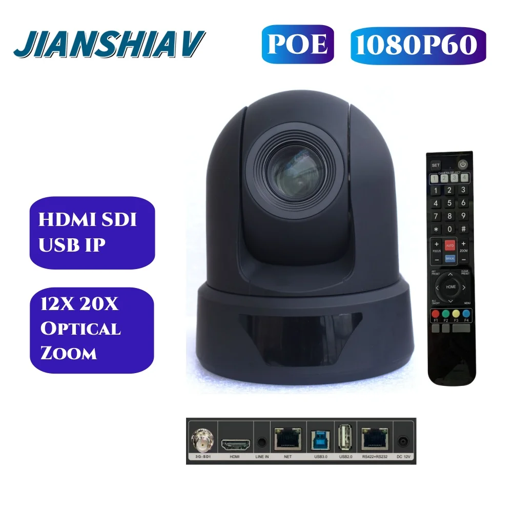 

1080P 60fps PTZ POE live Streaming Video Conference Camera PTZ 10x 12x 20x Zoom Broadcasting Camera With SDI HDMI USB LAN