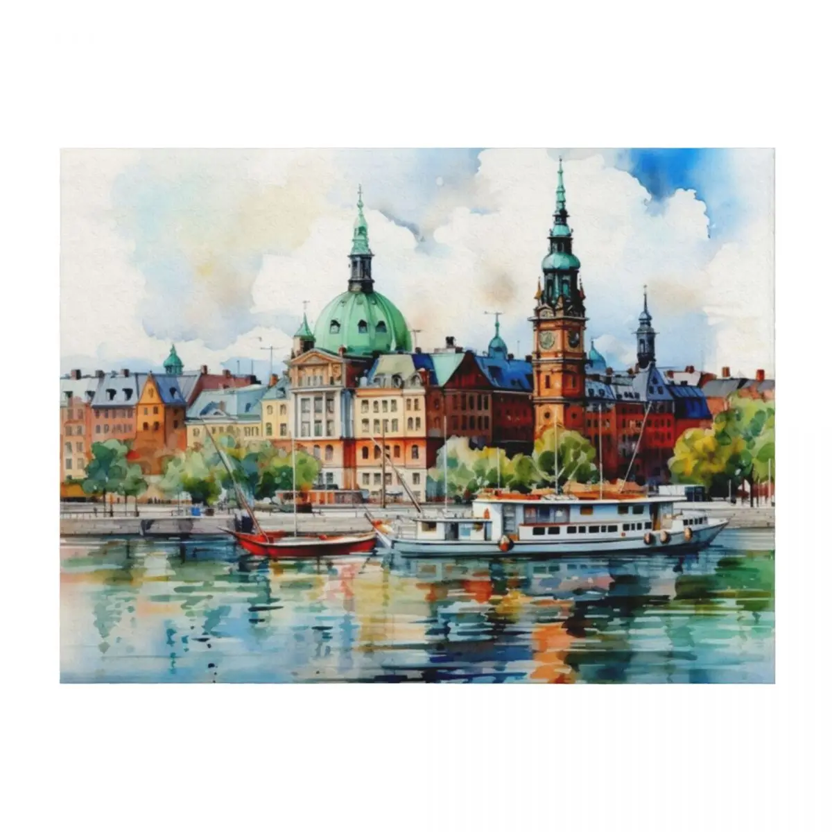 

A Watercolor Design of Stockholm - Sweden Throw Blanket funny gift Comforter Camping Sofa Throw Blankets