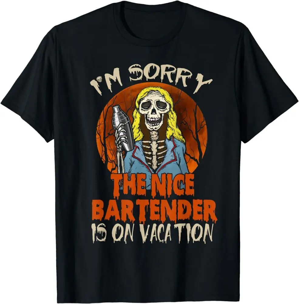 Bartender Funny Scary Skeleton Halloween T-Shirt Anime Graphic T-shirts For Men Clothing Women Short Sleeve Tees Vintage