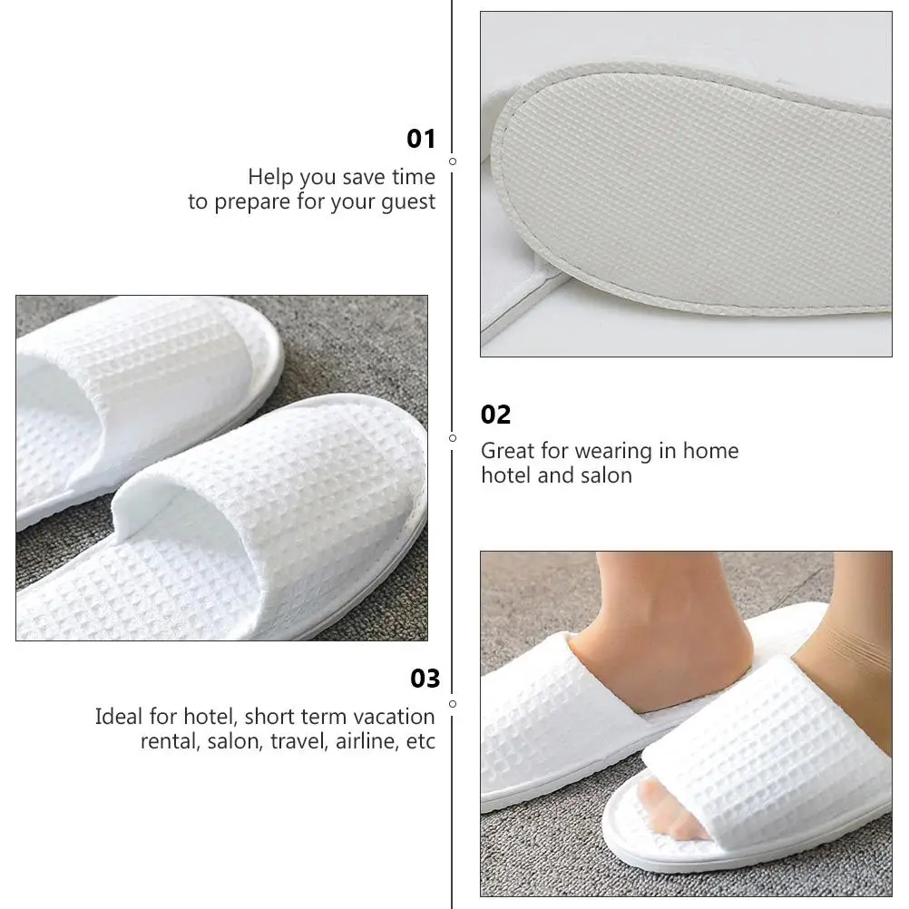 

3 Pairs White Half Cover Disposable Slippers Thickened Non Slip Hotel Salon Spa Portable Travel Footwear Relaxation