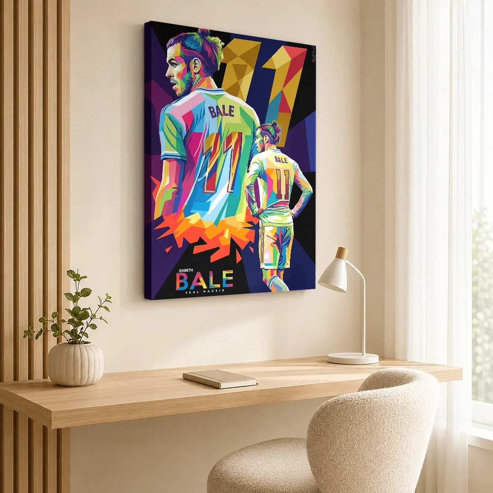 Gareth Bale Pop Art Canvas Print Poster Personalized Sports Portrait Wall Paintings Decoration for Bedroom Gift for Collectors