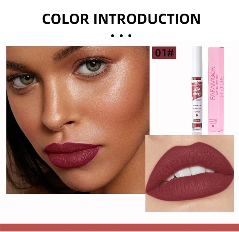 Rosaroter, mattierter, flüssiger Lippenstift, wasserfest, langlebig, feuchtigkeitsspendend, langlebiger Lippenstift, nicht klebender Lipgloss, koreanisches Make-up – Detail 10