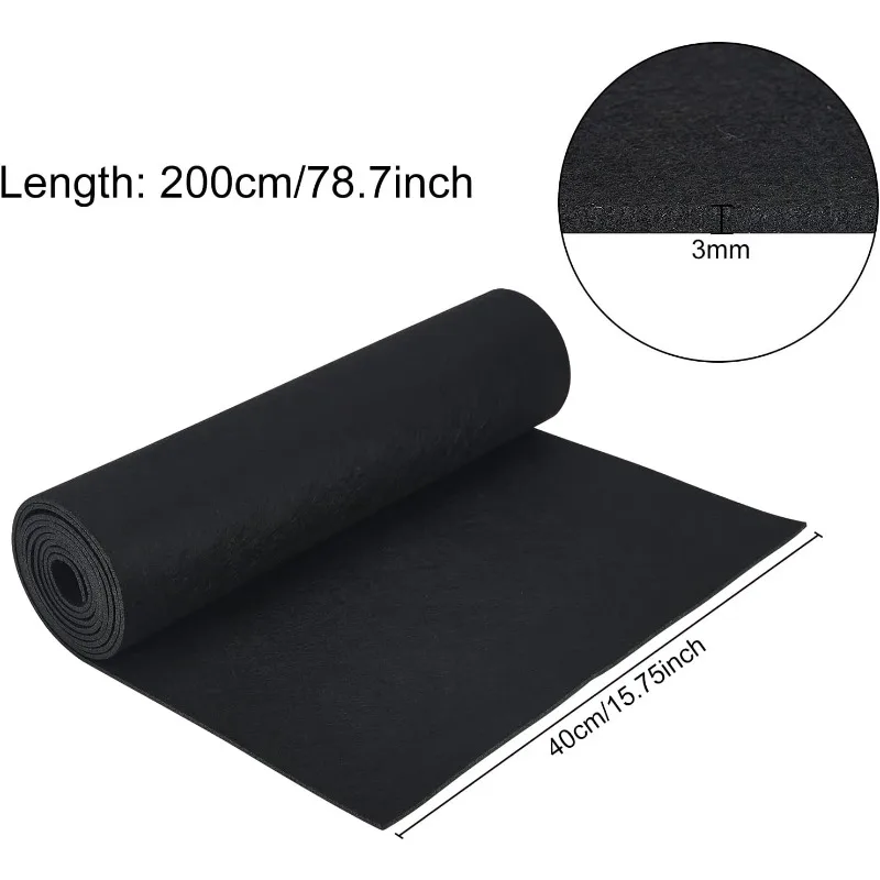 78.7x15.7inch Felt Fabric Roll, Black Craft Felt Fabric Sheets Nonwoven Felt Roll for Sewing Crafting Deocoration(3mm Thick)