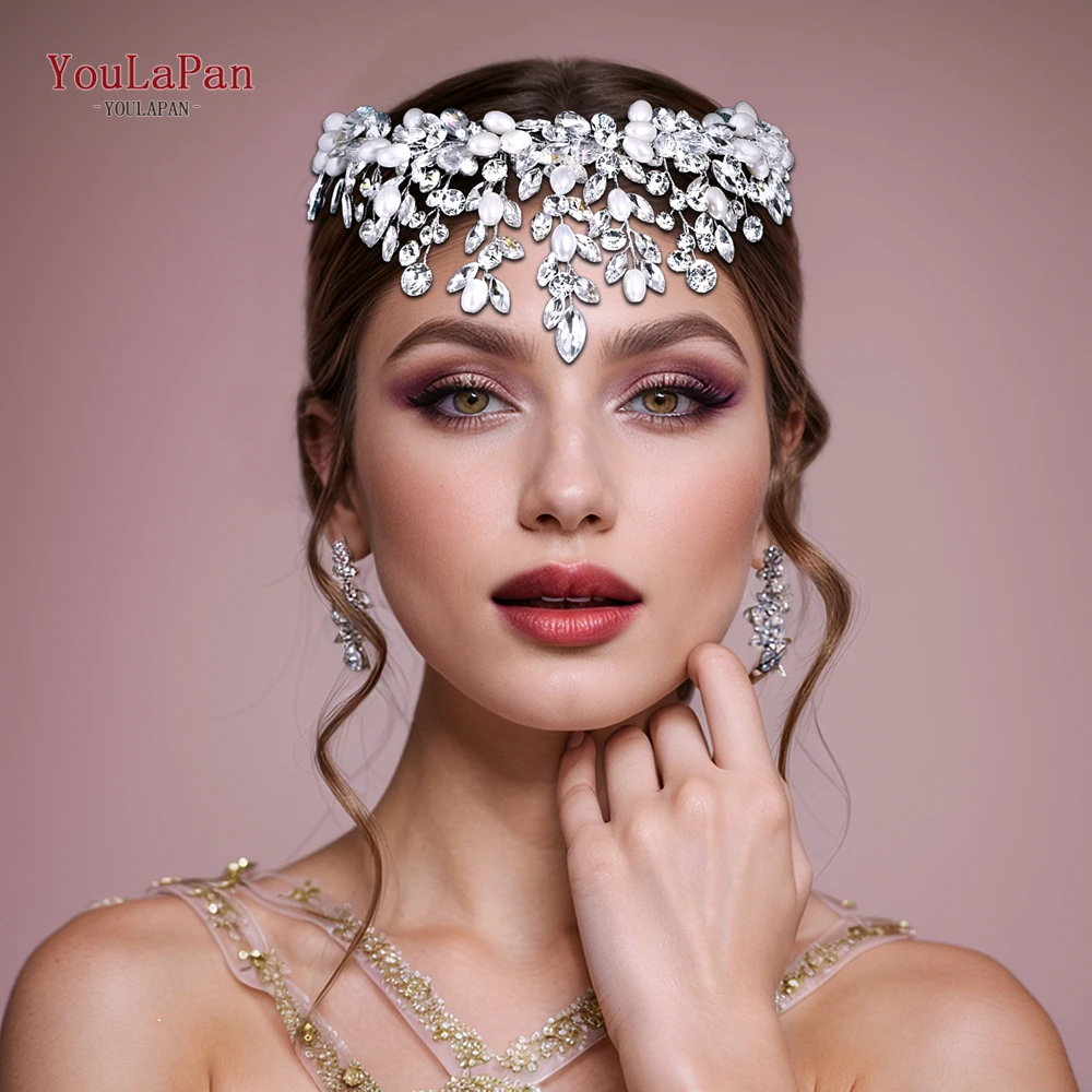 

YouLaPan Pearl Rhinestone Bride Crowns Head Hoop Wedding Headband Hair Jewelry Handmade Princess Headpieces Accessories HP821