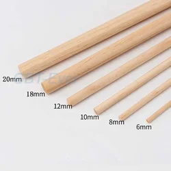 1Pcs Pine Solid Wooden Rods Diameter 6/8/10/12/18/20mm Length 500mm Round Wooden Sticks DIY Architectural Modeling Materials