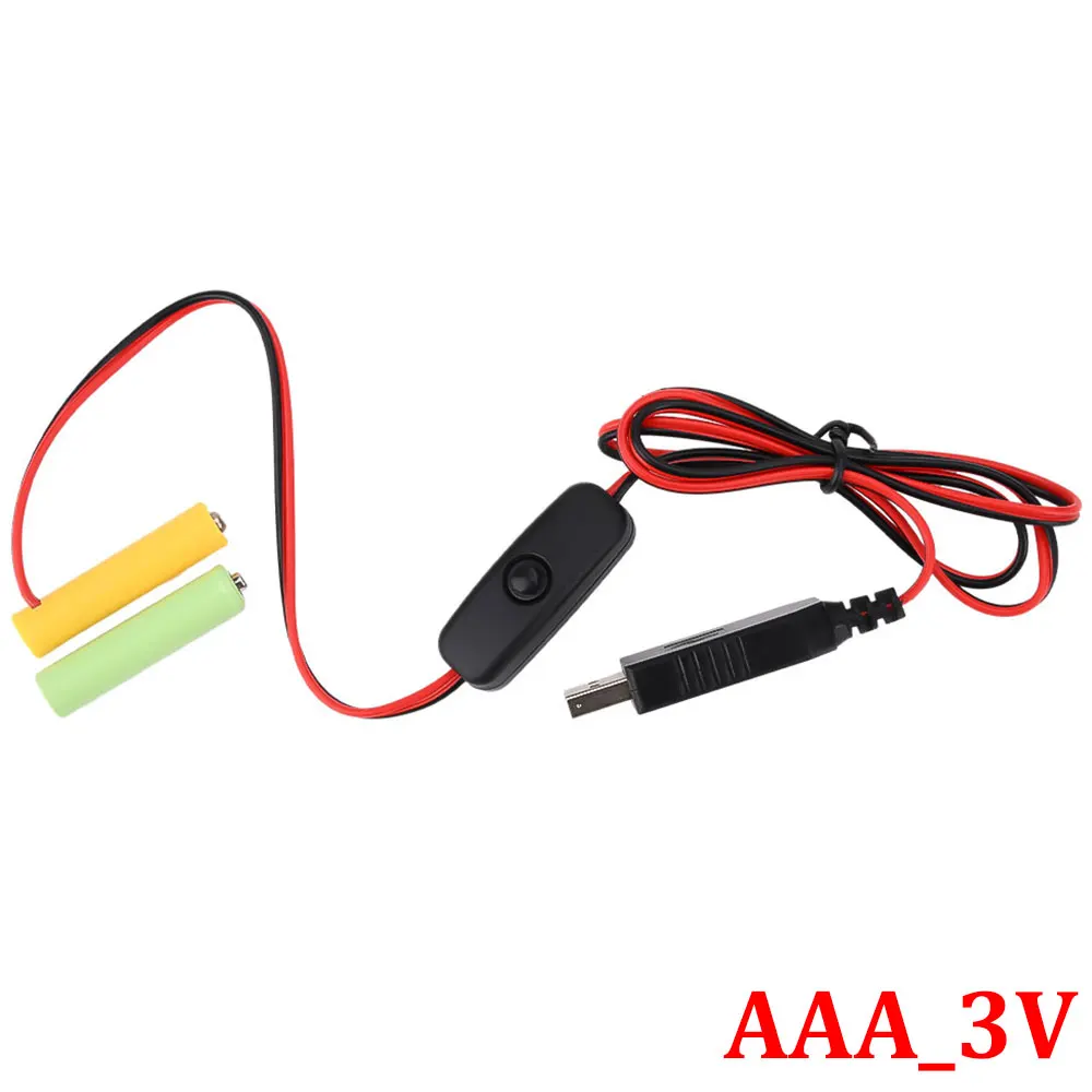 Universele 3/4.5/6V AA AAA Batterij USB Voeding Vervangen AA/AAA Batterij Vervanging kabel voor Klok Speelgoed Licht LED Met Schakelaar
