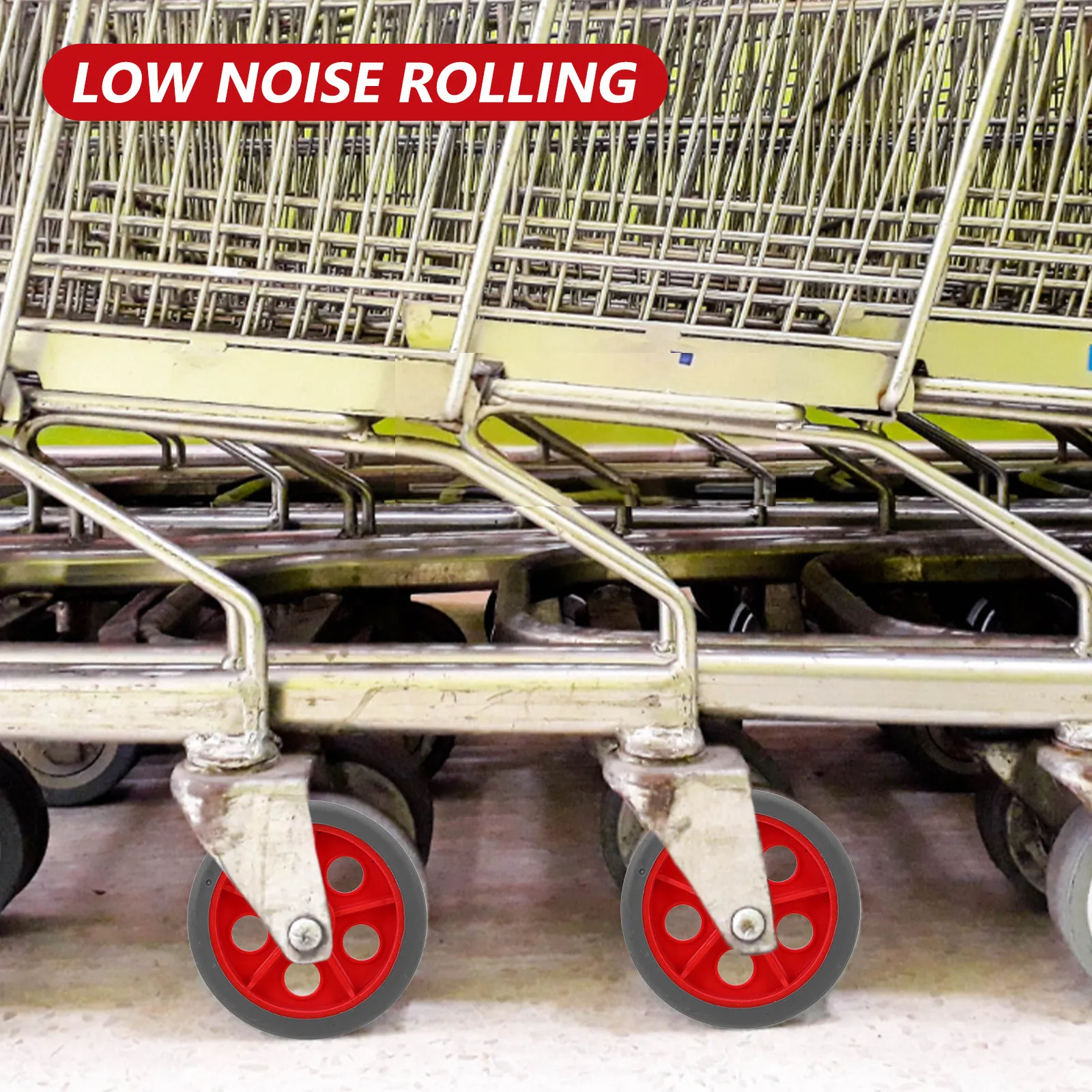 

4Pcs Shopping Cart Wheels Silent Noise Reduction Heavy Duty Trolley Replacement Wheels for Folding Utility Cart Supermarket