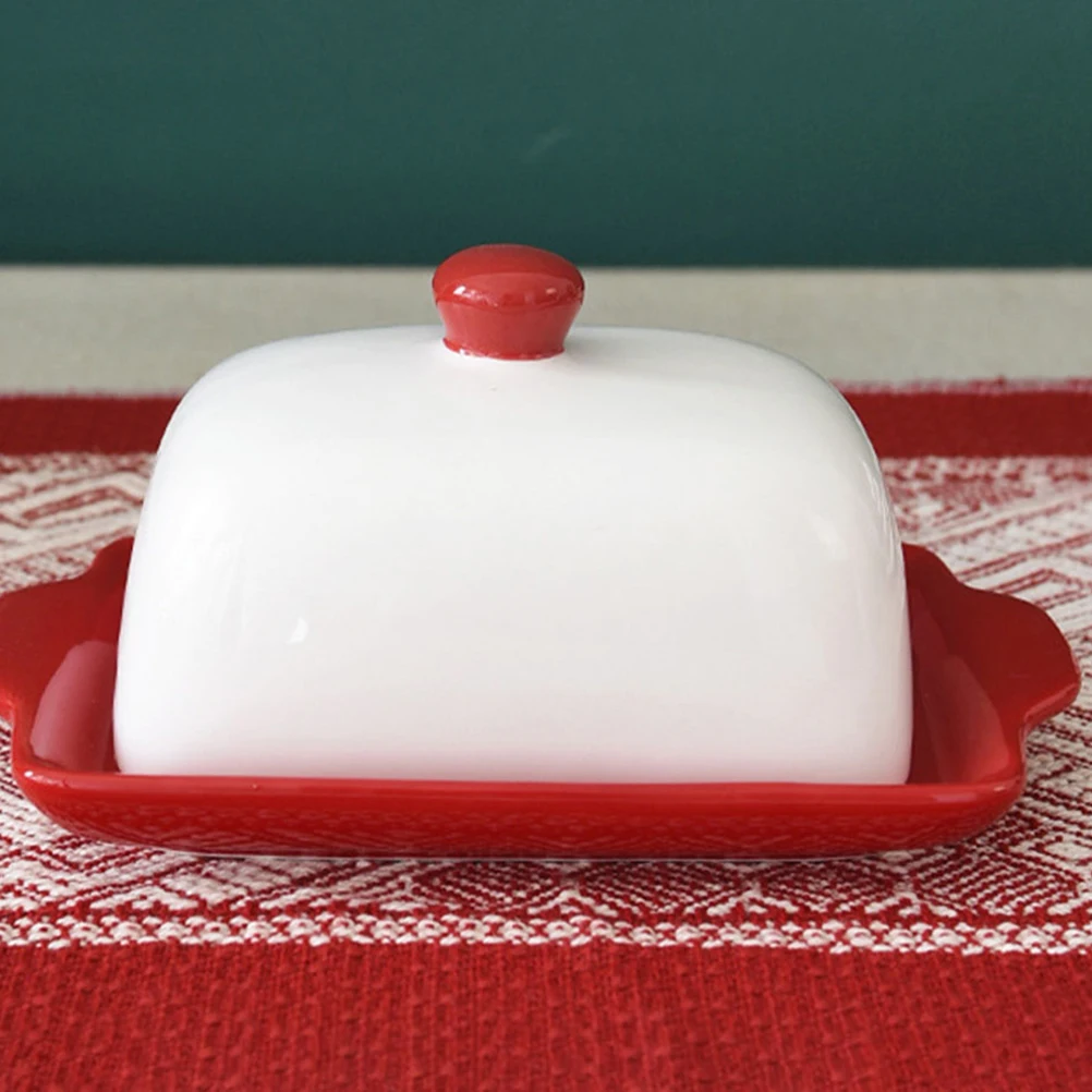 

Ceramic Butter Dish with Lid Christmas Style Elegant Storage Container for Home Party Restaurant Use Butter Keeper Box