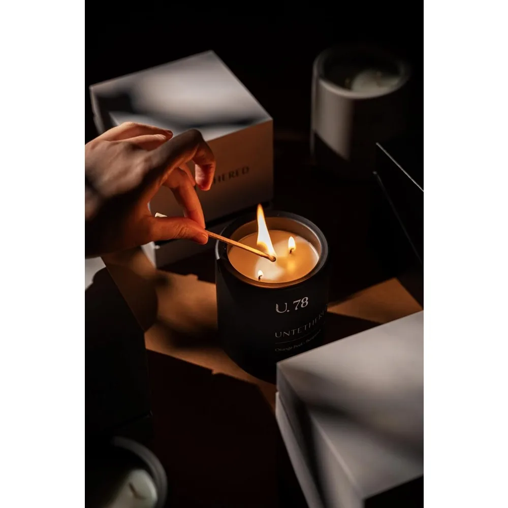 Luxury Hand-Poured Scented Candle - Orange Peel, Bergamot & Sandalwood | 100% Natural Coconut & Apricot Wax Blend | Made in USA - Image 2