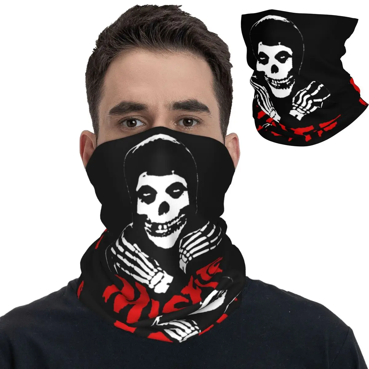 The Misfits Band Bandana Neck Gaiter Printed Heavy Metal Wrap Scarf Multi-use Headwear Fishing for Men Women Adult Breathable