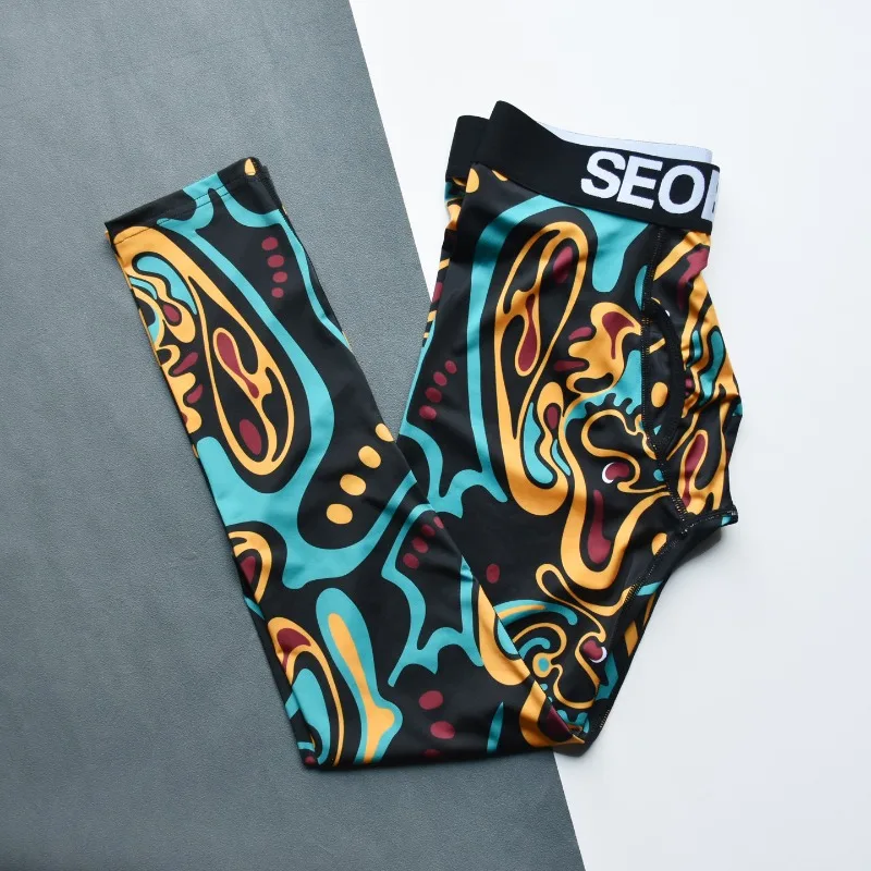 Men's Sports Fitness Pants Classic Printed Autumn Pants Running Cycling Fast Drying Elastic Tight Leggings Beach Surfing Pants - view 4