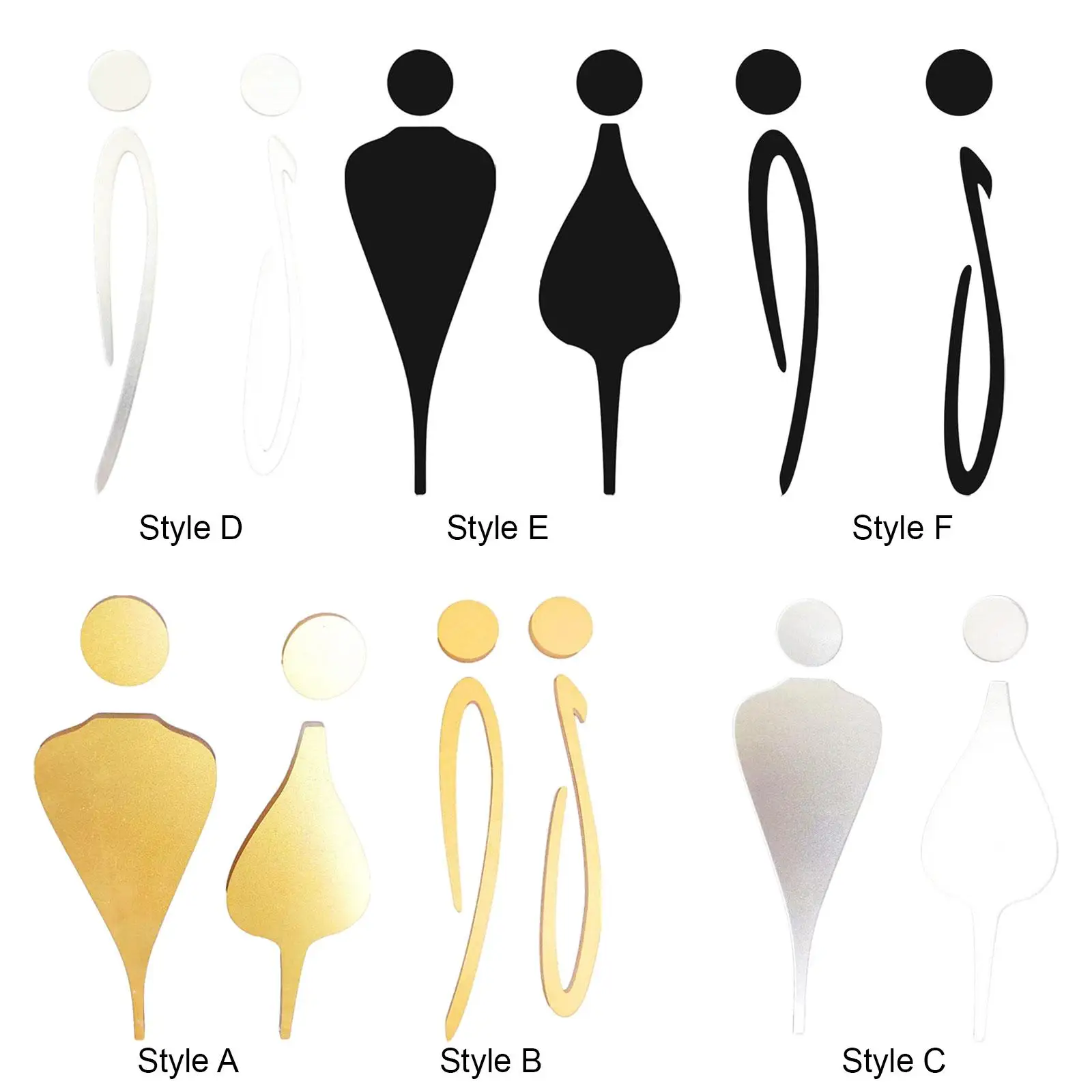 Tanda Toilet 3D Simbol Kamar Mandi Tanda Kamar Mandi Tanda Toilet Tanda Kamar Mandi untuk Kamar Mandi Tempat Umum Tempat Parkir Kamar Kecil