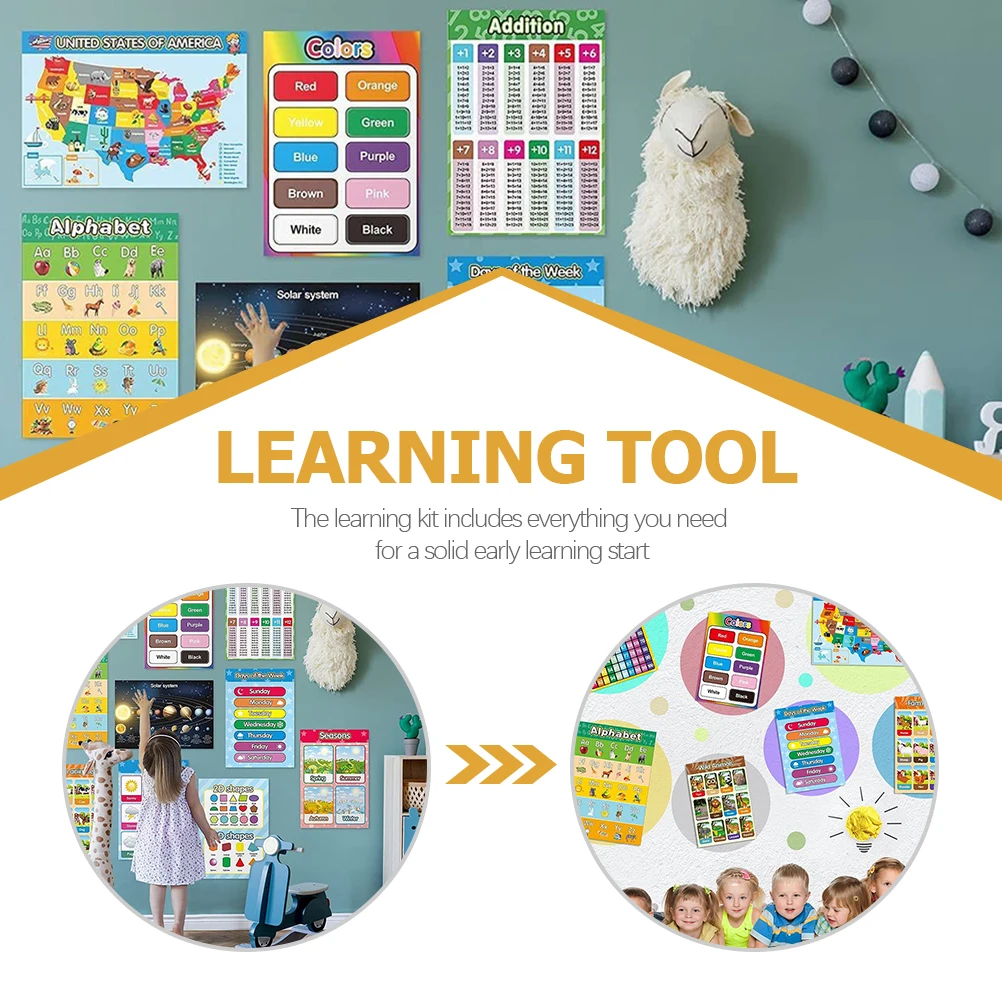 

Educational Shapes Posters Children Preschool Learning Posters Waterproof Wear-Resistant Bright Color Classroom Household