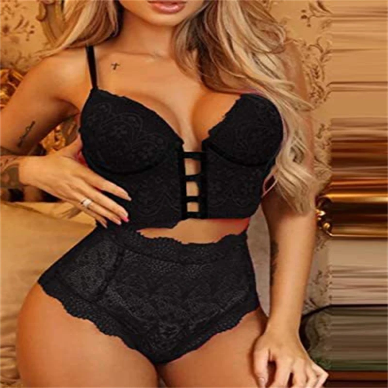 2022 Women Seamless Bra Set Sexy Thong High Waist Panties Wire Free Bra Bralette Lingerie Brassiere Lace Female Underwear Set