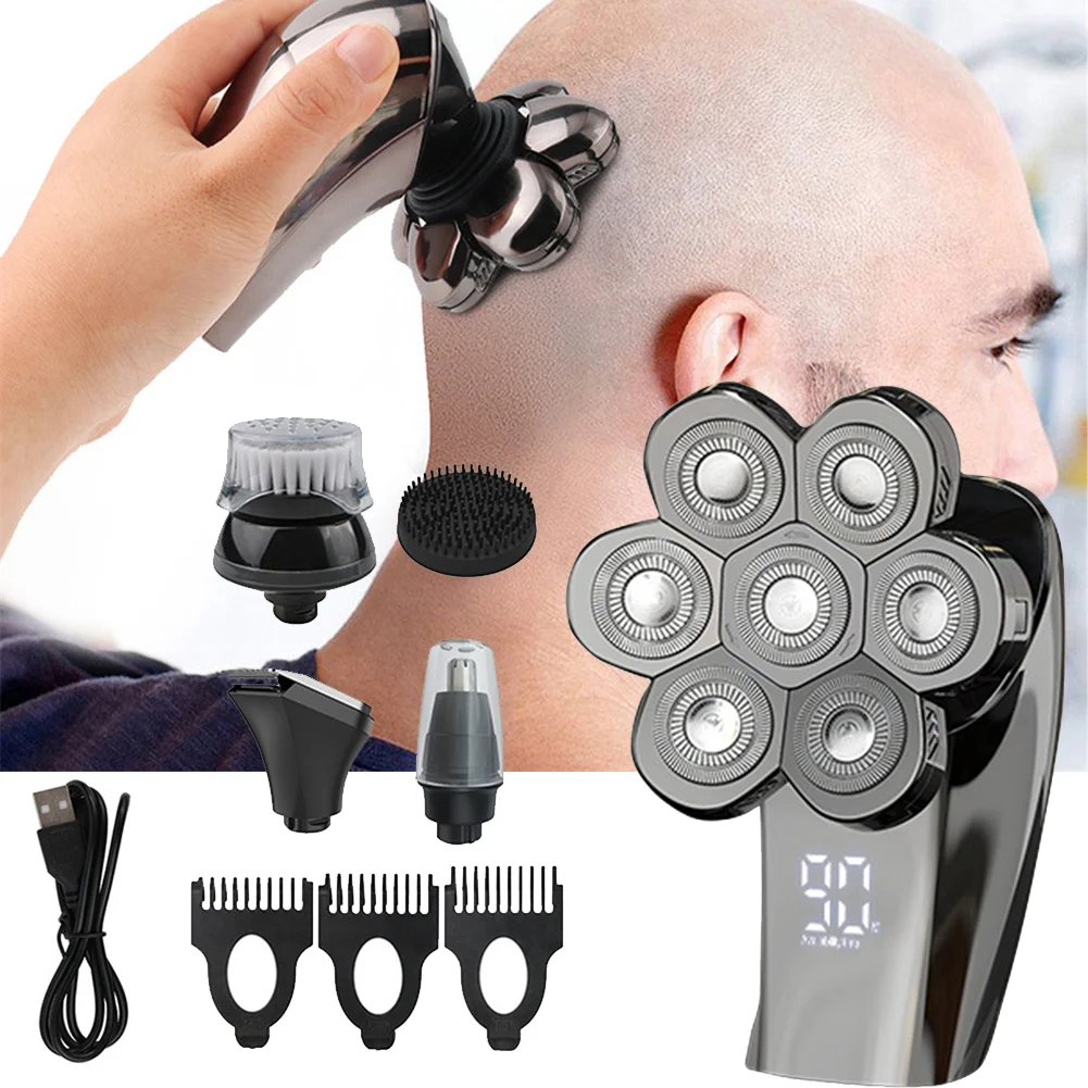 

5In1 7D Electric Shaver Razor For Men's Trimmer Wet And Bald Head Dry Razor 7D Head Waterproof USB Charge Machine For Shaving