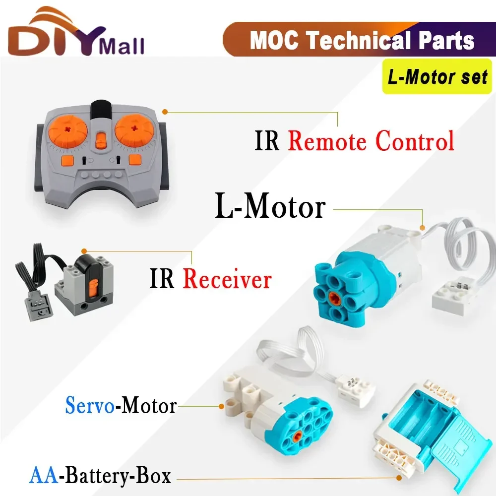 Motor STEM L con Control remoto IR, funciones de potencia de alta velocidad, Compatible con legoeds, bloques de construcción técnicos, Kit robótico DIY