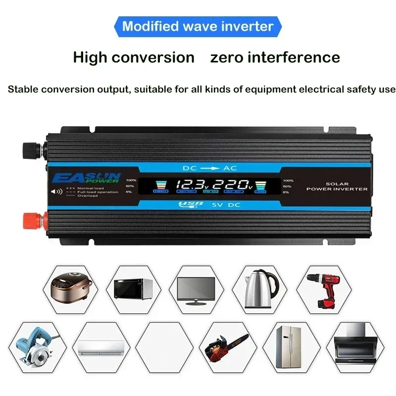 DC 12-24V To AC 220V Car Inverter 600W/1200W/1600W/2200W/2600W Modified Sine Wave Power Inverters Transformer Solar Converter