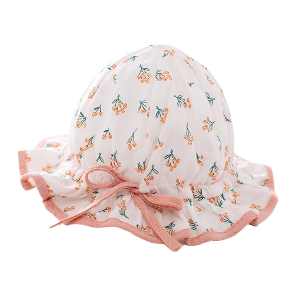 

Cute Breathable Baby Hat Lovely Bow Drawstring Visors Infant Hat Comfortable Sun Visors Children Hat 1-18Month Baby