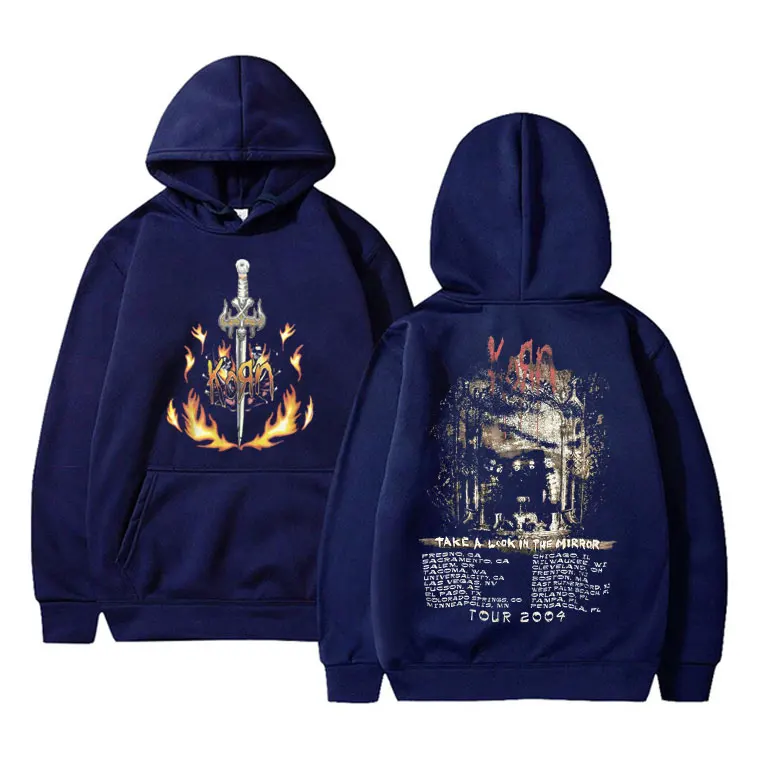 Sudadera con capucha de algodón para hombre y mujer, prenda de vestir de talla grande, Estilo Vintage KoRn Rock Band Take A Look in The Mirror Tour,