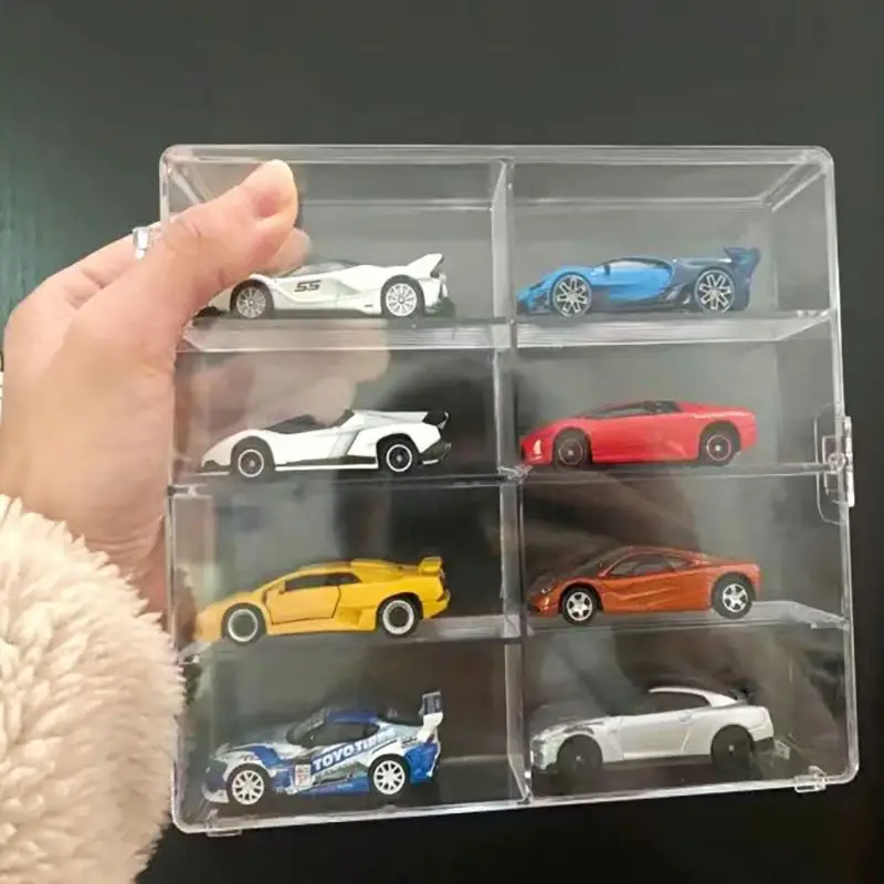 1:64 Car Model Toy Storage Box Hand Puppet Doll Jewelry Storage Rack Transparent Acrylic Dustproof Small Car Display Cabinet