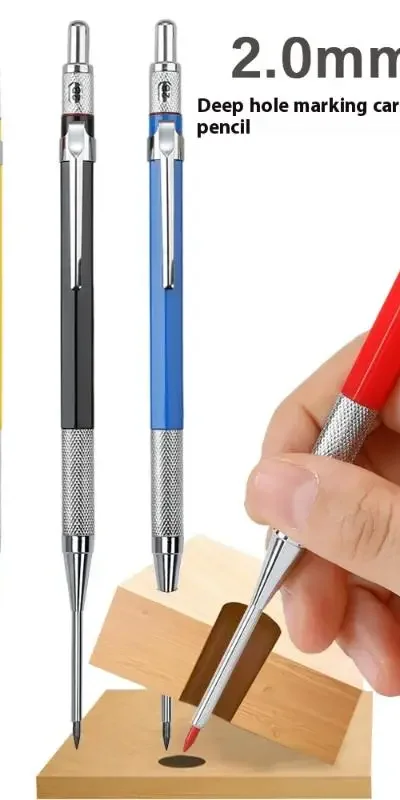 1Pc Deep Hole Metal 2.0mm Woodworking Mechanical Pencil Or 8Pcs 2.0mm 2B Replaceable Lead Marking Pencil For Woodworking