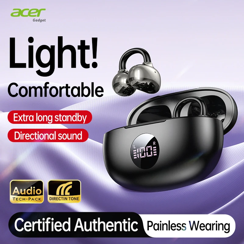 Acer Ohr577 ワイヤレス Bluetooth ヘッドフォン、イヤークリップ
