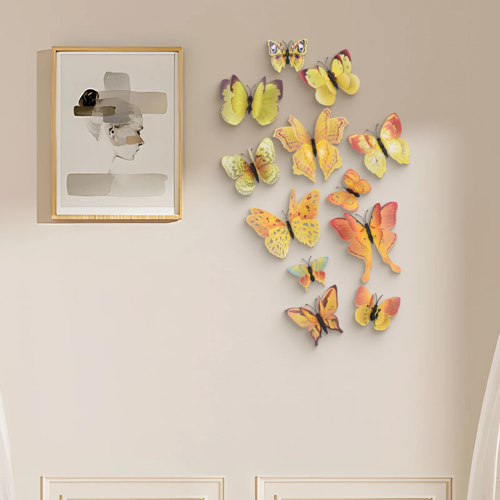 2Pcs 3D Butterfly Wall Sticker PVC Double Layer Butterfly Wall Sticker Wedding Home Room Christmats Decor Magnet Fridge Stickers