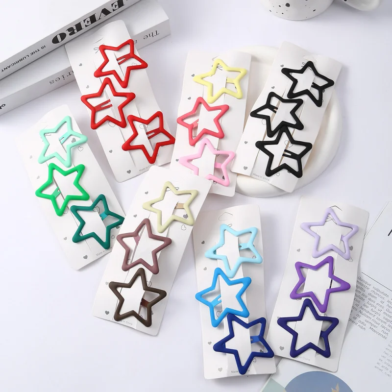 

3 Pcs/Set Korean Five-pointed Star BB Hairpin Hair Side Clips Princess Portable Hair Decoration Organization Girls Hair Clips