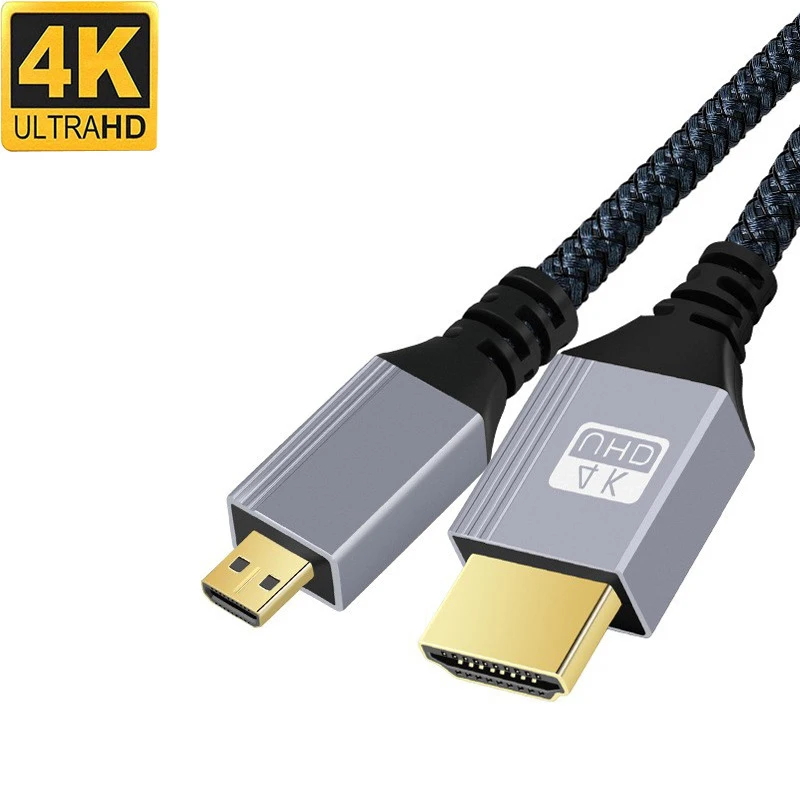 4K Micro HDMI to HDMI-Compatible Cable For GoPro Hero Raspberry Pi 4 Sony A6000 Nikon Yoga 3 Camera Micro HD to HDTV