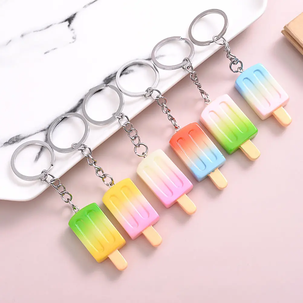 7Pcs Adorable Ice Pop Keychain Charms Exquisite Workmanship No Burrs Smooth Finish Multipurpose Key Ring Pendant Bag Ornament