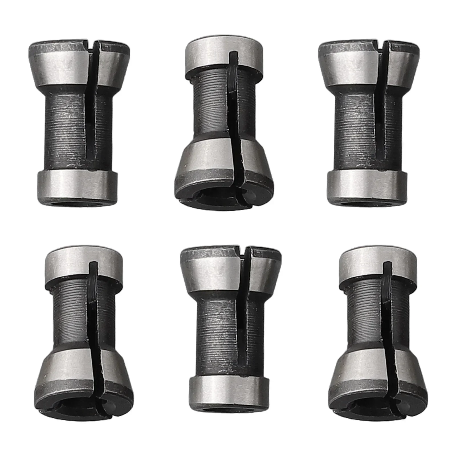 Bit Collet adaptor hitam dan perak karbon baja Chuck 6/6.35/8mm tinggi 20mm Router Diameter lubang 6/8/6.35mm Router kayu