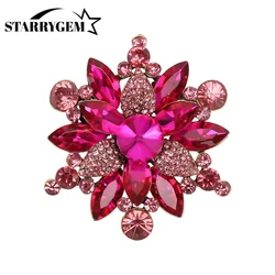 Trendy Rhinestone Flower Brooches for Women 9-color Snowflake Party Casual Brooch Pin Gifts