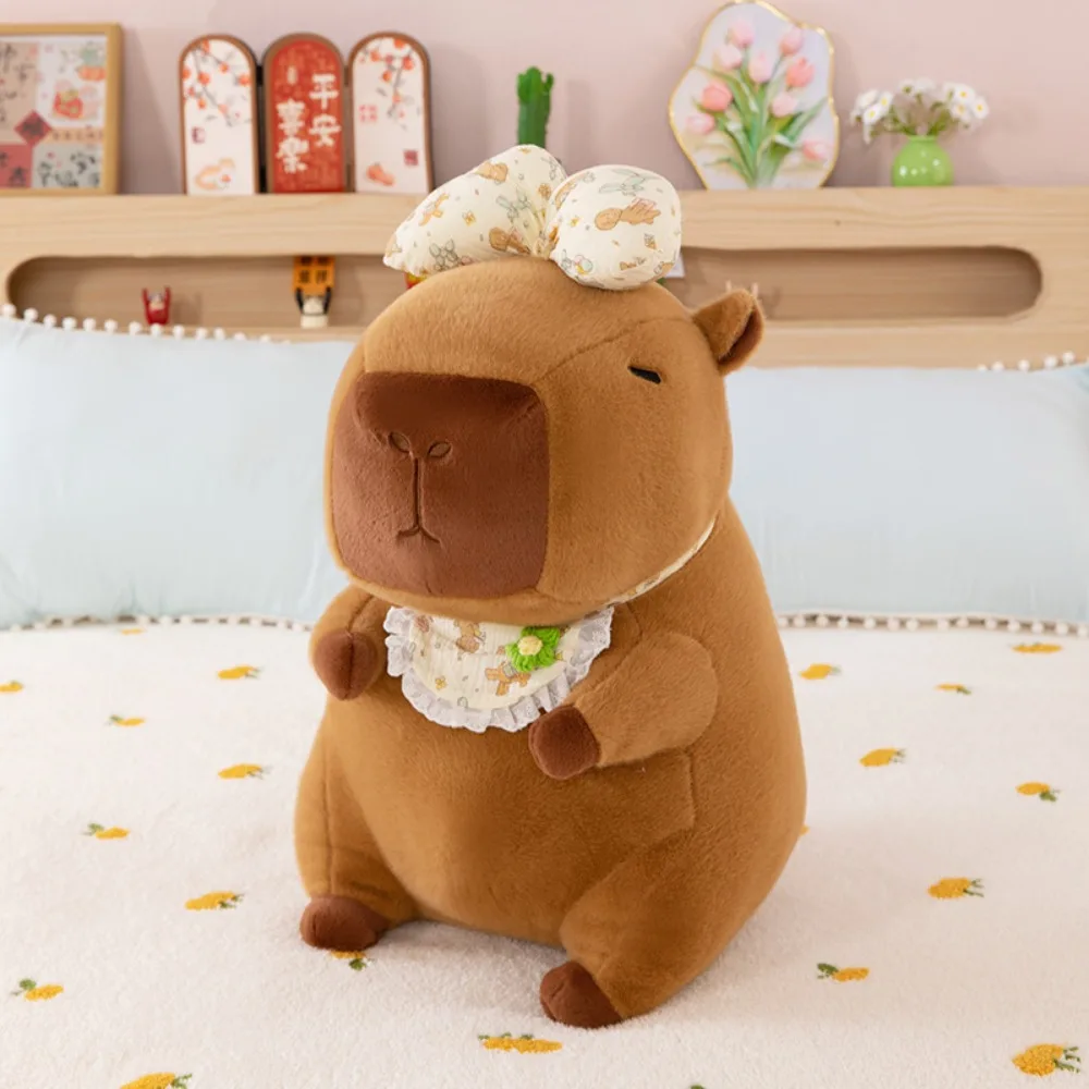 

Kawaii Bow Capybara плюшевая кукла моделирование пушистая капибара плюшевая игрушка мягкая мультяшная капибара пушистая кукла подарок на день рождения