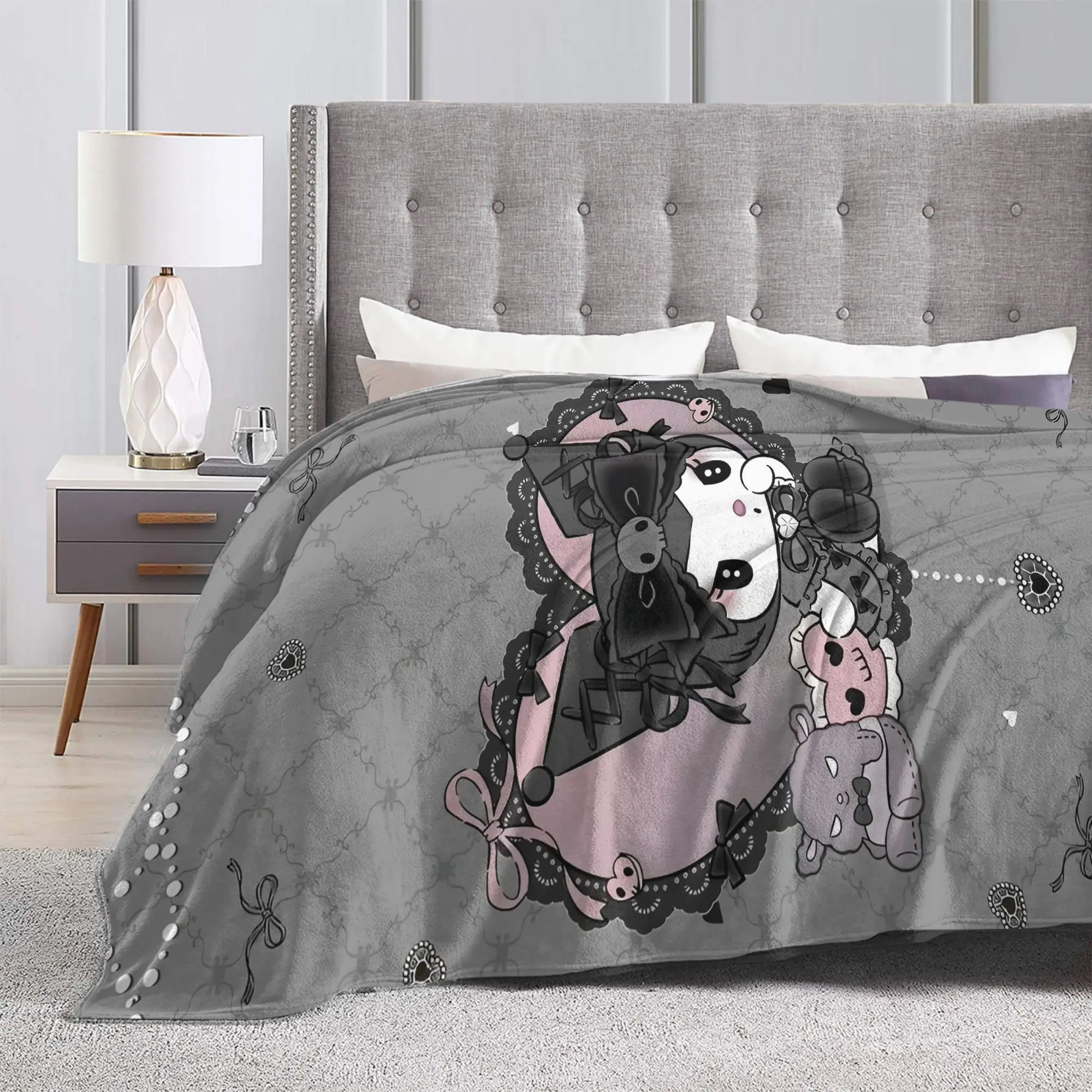 لطيف Kuromi Baku الكرتون بطانية الفانيلا مضحك الدافئة رمي البطانيات للمنزل مطعم الديكور #5