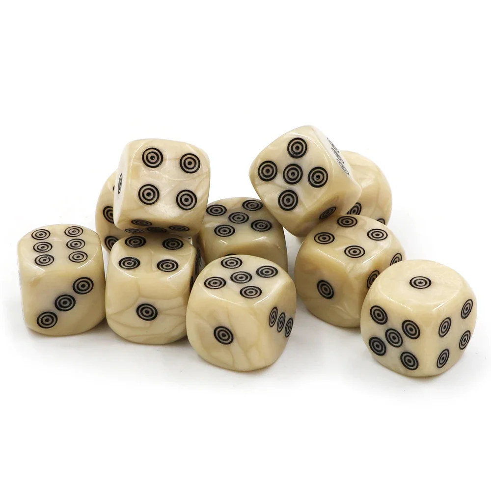 10/20Pcs 16mm Acrylic Ivory Dice with Bag D6 Dice for Board Game Round Entertainment Party Cubes Mahjong Accessories Dice