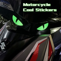 3D Motorcycle Front Windshield Stickers Electric Car Modification Devil Eye Night Light Stickers Customized Bike Decoration