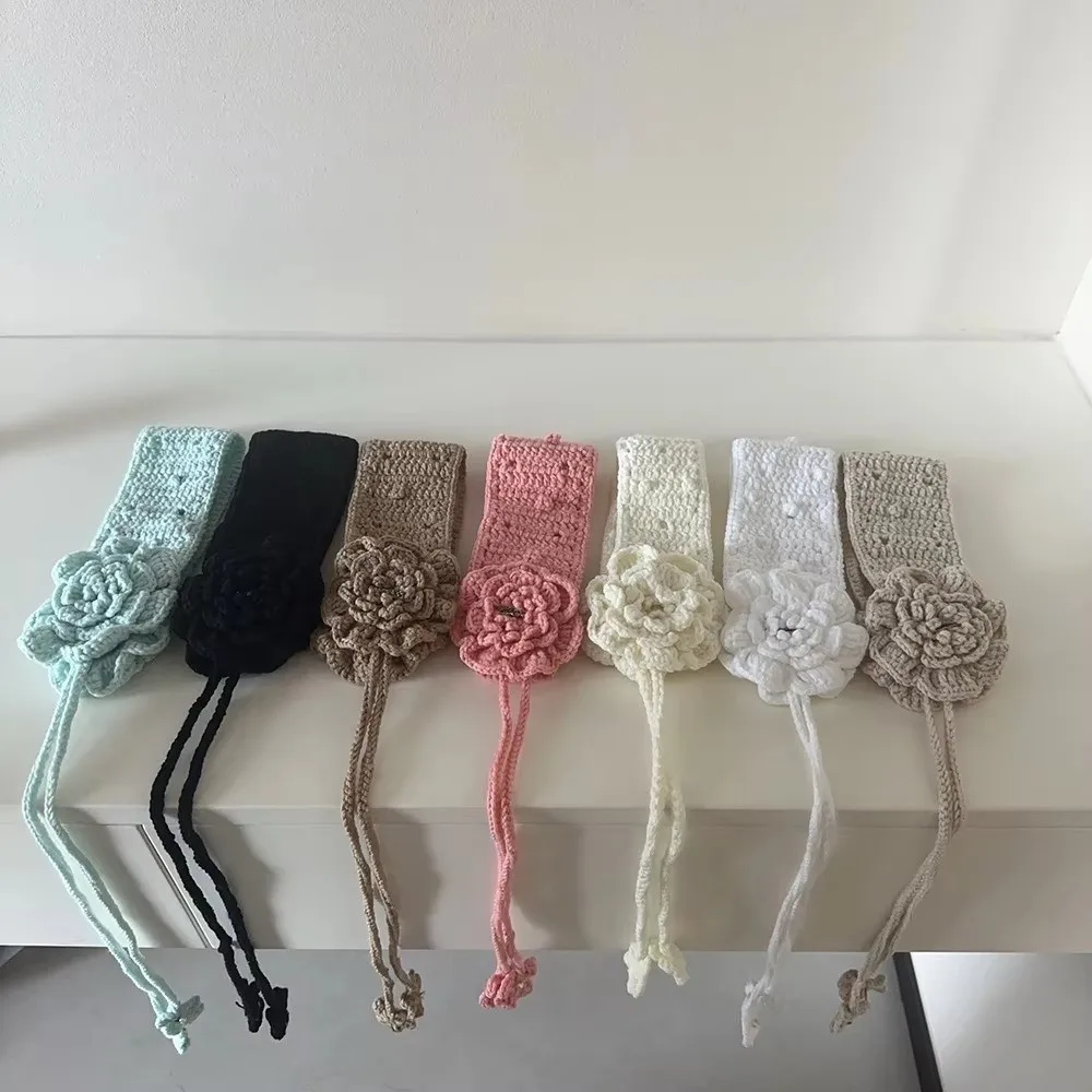 أزياء اليابانية محبوك الأذن يفشل مع حزام قابل للتعديل حماية الأذن غطاء للأذنين الدافئة زهرة يدوية الصنع الأذن يغطي الخريف الشتاء